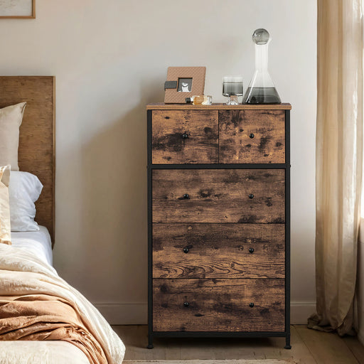 Fabric Chest of Drawers with 5 Storage Drawers for Bedroom or Hallway by Songmics