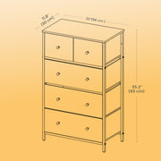 Fabric Chest of Drawers with 5 Storage Drawers for Bedroom or Hallway by Songmics