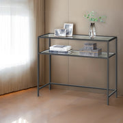 Modern Console Side Table with Tempered Glass Top for Hallway or Living Room by Vasagle