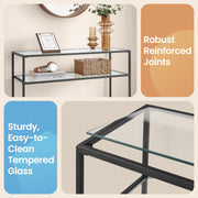 Modern Console Side Table with Tempered Glass Top for Hallway or Living Room by Vasagle