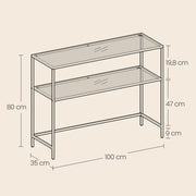 Modern Console Side Table with Tempered Glass Top for Hallway or Living Room by Vasagle
