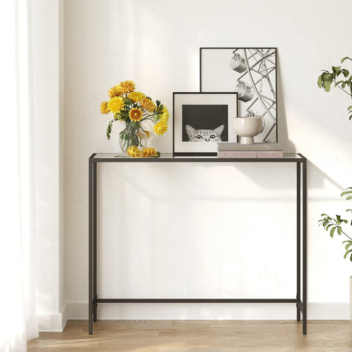 Console Table with Tempered Glass Top and Metal Frame for Hallway or Living Room by Vasagle