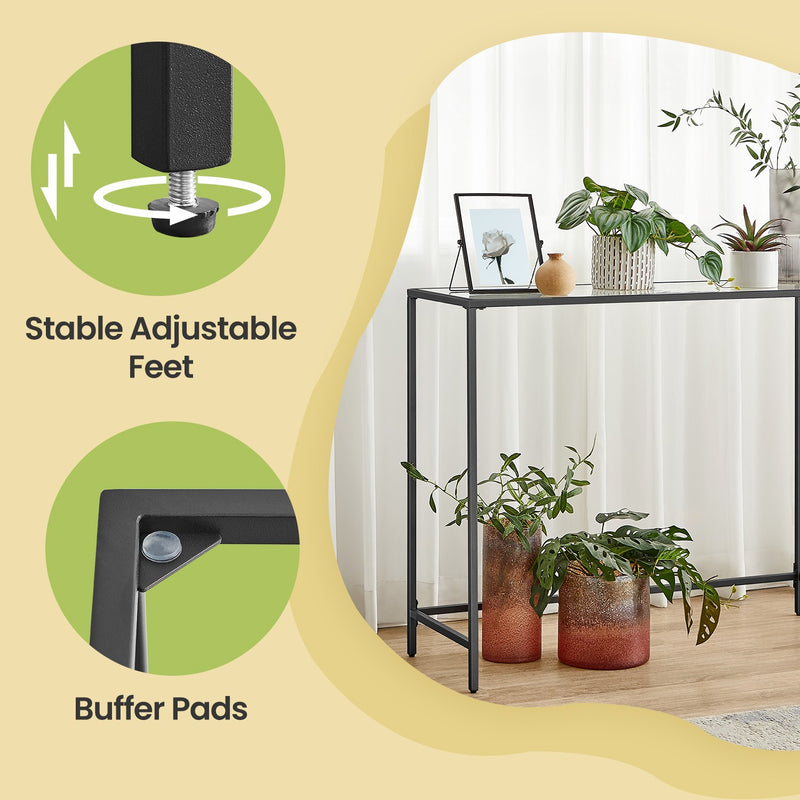 Console Table with Tempered Glass Top and Metal Frame for Hallway or Living Room by Vasagle