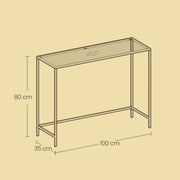Console Table with Tempered Glass Top and Metal Frame for Hallway or Living Room by Vasagle
