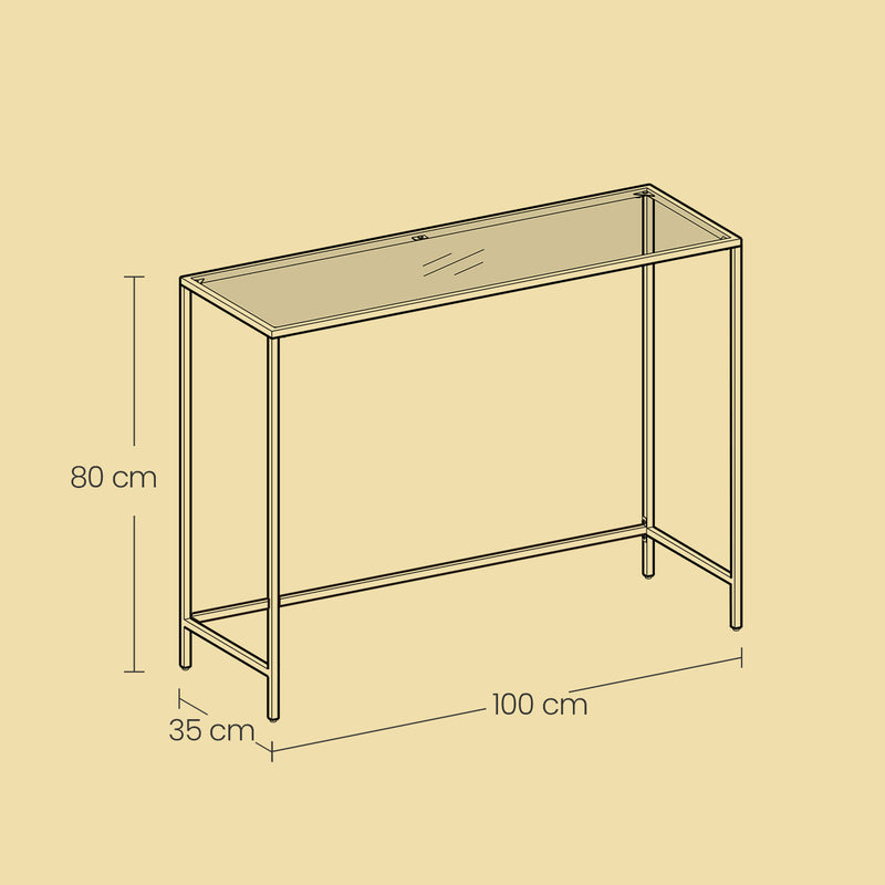 Console Table with Tempered Glass Top and Metal Frame for Hallway or Living Room by Vasagle