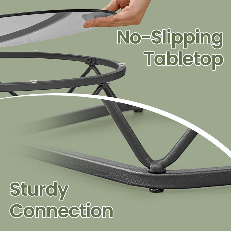 Small Round Coffee Table Set of 2 with Steel Frame for Modern Living Room by Vasagle