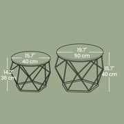 Small Round Coffee Table Set of 2 with Steel Frame for Modern Living Room by Vasagle