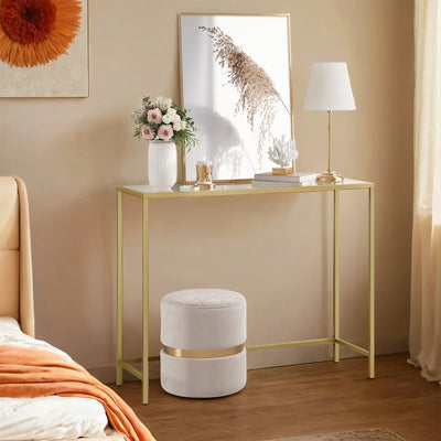 Glass Hallway Console Table with Tempered Glass Top and Gold Metal Frame for Hallway by Vasagle, 100x20x80cm