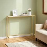 Glass Hallway Console Table with Tempered Glass Top and Gold Metal Frame for Hallway by Vasagle, 100x20x80cm