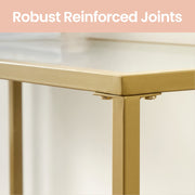 Glass Hallway Console Table with Tempered Glass Top and Gold Metal Frame for Hallway by Vasagle, 100x20x80cm
