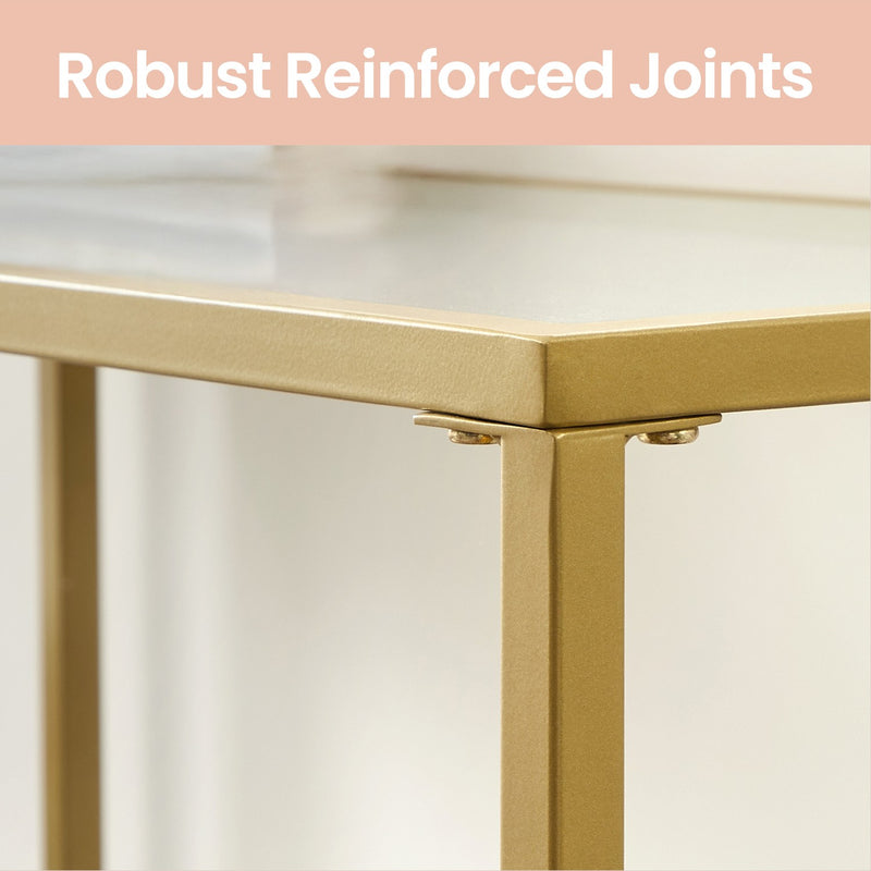 Glass Hallway Console Table with Tempered Glass Top and Gold Metal Frame for Hallway by Vasagle, 100x20x80cm