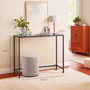 Modern Console Side Table with Tempered Glass Top for Hallway or Living Room by Vasagle