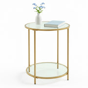 Vasagle Round Glass Side Table with Sturdy Gold Metal Frame for Living Room or Bedroom VASAGLE