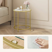 Vasagle Round Glass Side Table with Sturdy Gold Metal Frame for Living Room or Bedroom VASAGLE