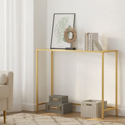 Glass Console Hallway Table with Tempered Glass Top and Gold Metal Frame for Hallway or Lounge by Vasagle, 100x35cm