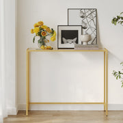 Glass Console Hallway Table with Tempered Glass Top and Gold Metal Frame for Hallway or Lounge by Vasagle, 100x35cm