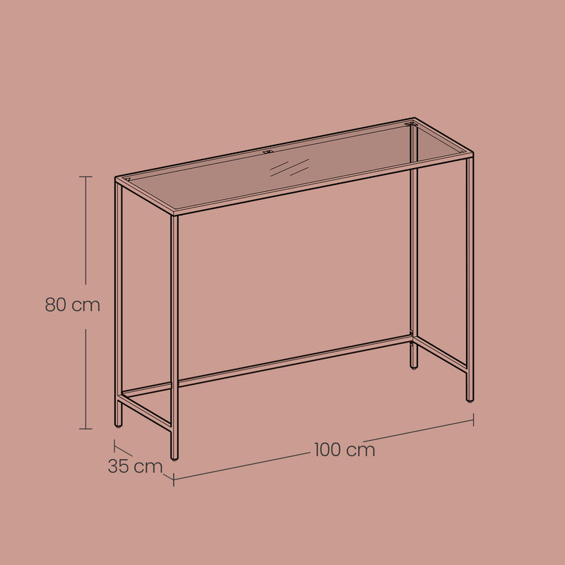 Glass Console Hallway Table with Tempered Glass Top and Gold Metal Frame for Hallway or Lounge by Vasagle, 100x35cm