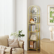 5 Tier Glass Display Shelf with Steel Frame and Arch Design for Living Room by Vasagle
