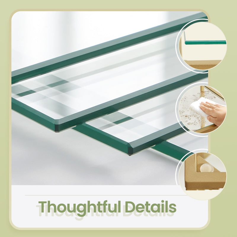 5 Tier Glass Display Shelf with Steel Frame and Arch Design for Living Room by Vasagle