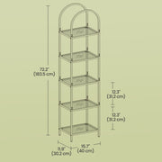 5 Tier Glass Display Shelf with Steel Frame and Arch Design for Living Room by Vasagle