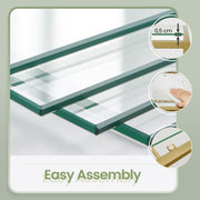 Tall Bookcase Display Shelf With Gold Frame and 6 Glass Shelves for Living Room or Office Storage by Vasagle, 