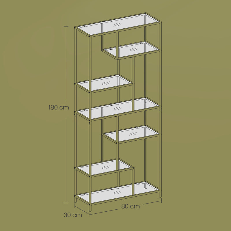 6 Tier Tall Bookshelf and Display Storage Shelf for Living Room or Office by Vasagle