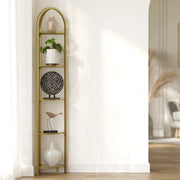 Corner Shelf Unit With Gold Frame and 5 Glass Shelves - Space Saving For Living Room Storage by Vasagle