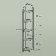 Corner Shelf Unit With Gold Frame and 5 Glass Shelves - Space Saving For Living Room Storage by Vasagle
