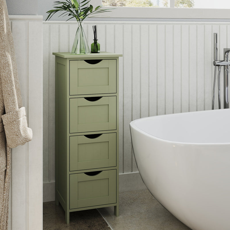 Freestanding Bathroom Storage Cabinet with 4 Drawers White Slim Floor Unit by Vasagle