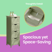 Freestanding Bathroom Storage Cabinet with 4 Drawers White Slim Floor Unit by Vasagle