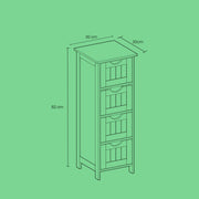 Freestanding Bathroom Storage Cabinet with 4 Drawers White Slim Floor Unit by Vasagle