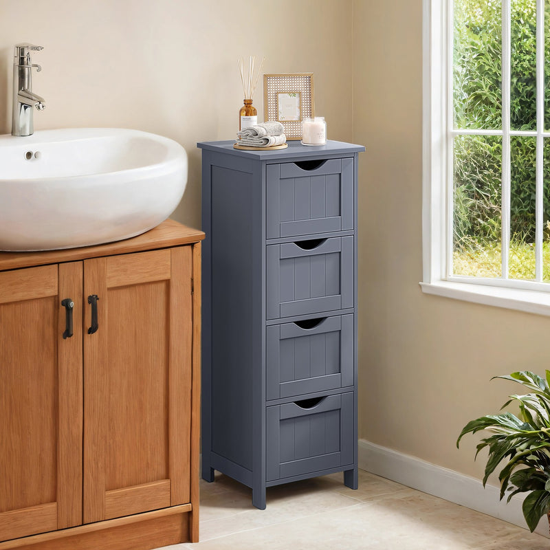 Freestanding Bathroom Storage Cabinet with 4 Drawers Small Space Unit 82cm Tall by Vasagle