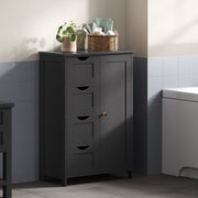 Black Free Standing Bathroom Storage Cabinet with 4 Drawers and Door Floor Unit by Vasagle, 30x55x82cm