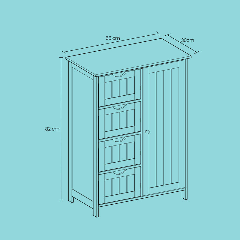 Freestanding Bathroom Storage Cabinet with Drawers and Door for Small Spaces by Vasagle