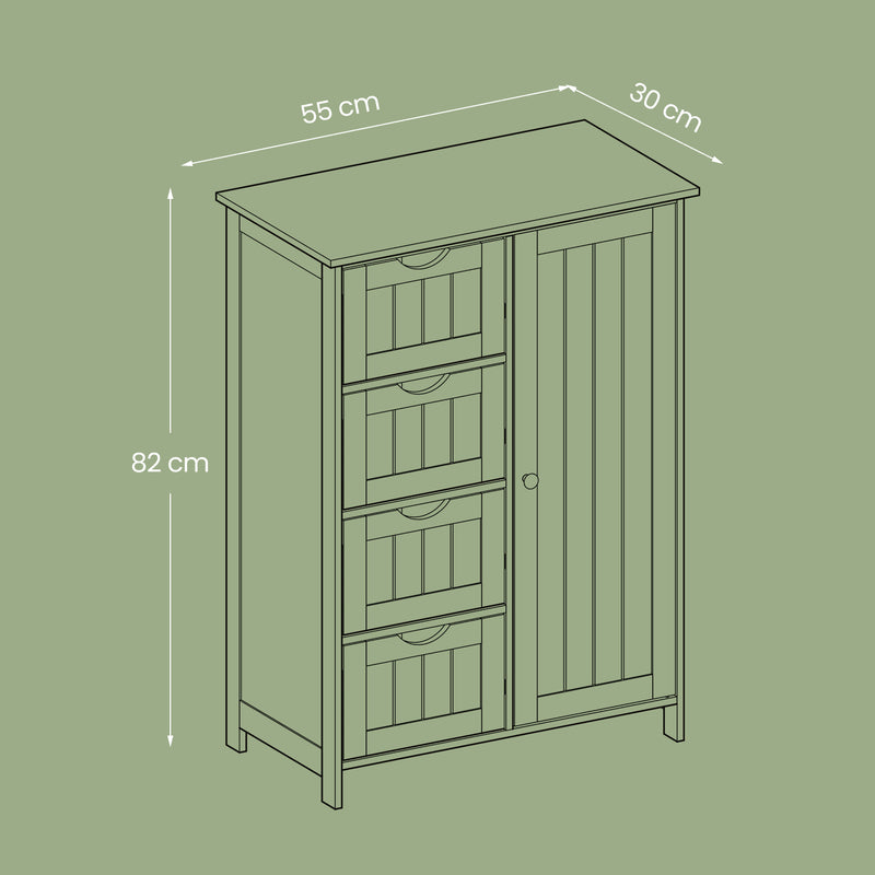 Freestanding Bathroom Storage Cabinet with 4 Drawers for Floor Organisation by Vasagle