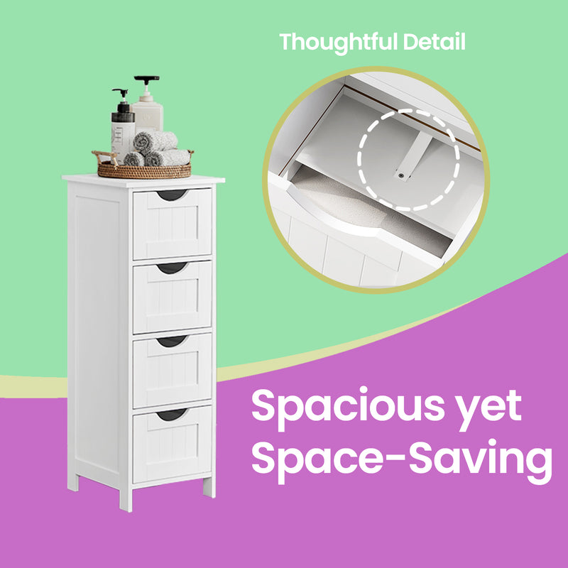 Freestanding Bathroom Storage Cabinet with 4 Drawers Compact Space Saver by Vasagle