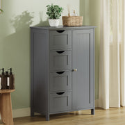 Freestanding Bathroom Storage Cabinet with 4 Drawers and Door Grey Wood Unit by Vasagle,  28.5x55x82cm