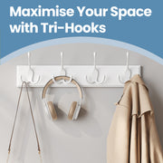 Wall Mounted Coat Rack with 4 Sturdy Metal Tri Hooks for Hallway or Entryway by Songmics