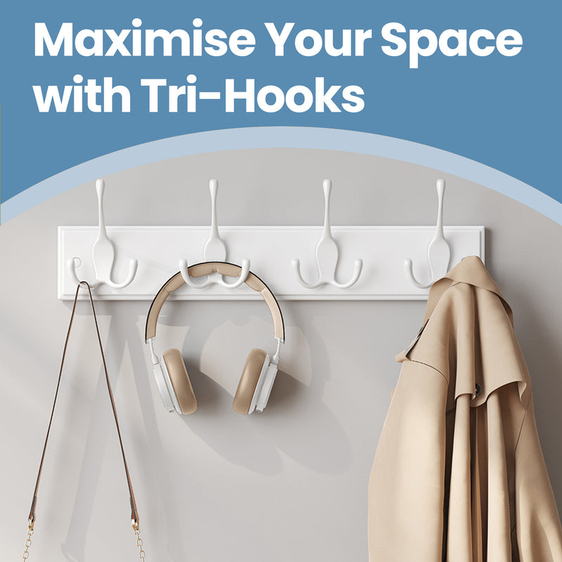 Wall Mounted Coat Rack with 4 Sturdy Metal Tri Hooks for Hallway or Entryway by Songmics