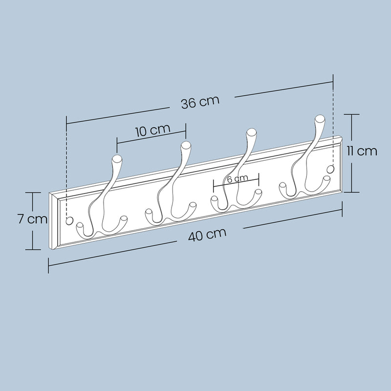 Wall Mounted Coat Rack with 4 Sturdy Metal Tri Hooks for Hallway or Entryway by Songmics