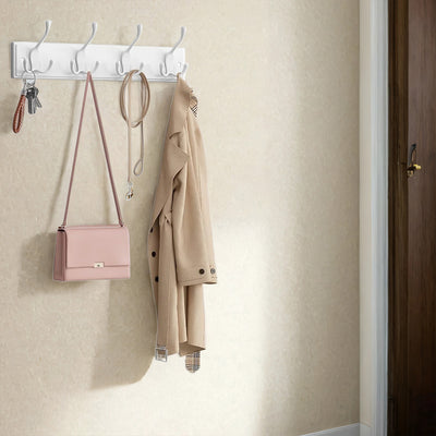 Wall Mounted Coat Rack with 4 Sturdy Metal Tri Hooks for Hallway or Entryway by Songmics