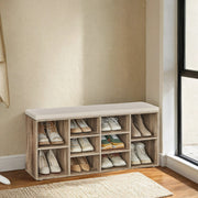 Shoe Storage Bench with Cushion and Adjustable Shelves 10 Compartments by Vasagle