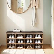 Shoe Storage Bench with Padded Seat and 12 Cubby Compartments for Entryway by Vasagle