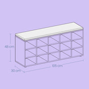 Shoe Storage Bench with Cushioned Seat and 15 Compartments for Hallway or Bedroom by Vasagle