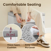 White Shoe Storage Bench with Cushion and 3 Compartments for Entryway Organisation by Vasagle