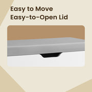 White Shoe Storage Bench with Cushion and 3 Compartments for Entryway Organisation by Vasagle