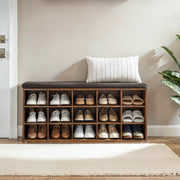 Shoe Storage Bench with Cushioned Seat and 15 Compartments for Entryway by Vasagle