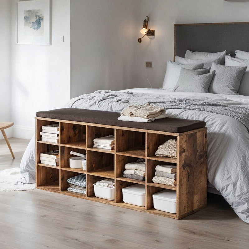 Shoe Storage Bench with Cushioned Seat and 15 Compartments for Entryway by Vasagle