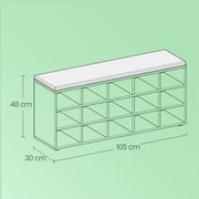 Shoe Storage Bench with Cushioned Seat and 15 Compartments for Entryway by Vasagle