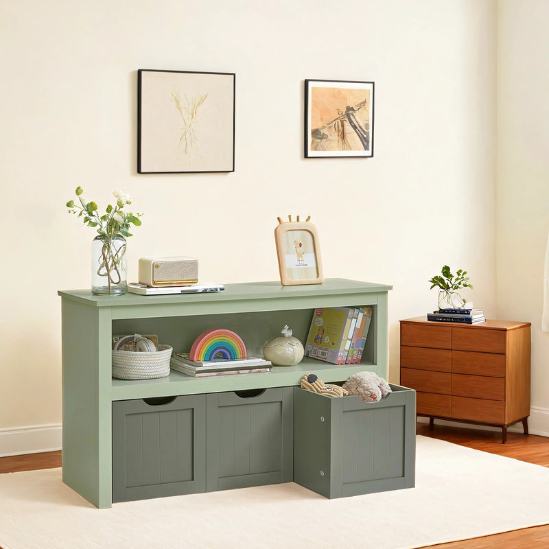 Kids Toy Storage Cabinet with Wheels and 3 Spacious Drawers for Bedroom by Vasagle